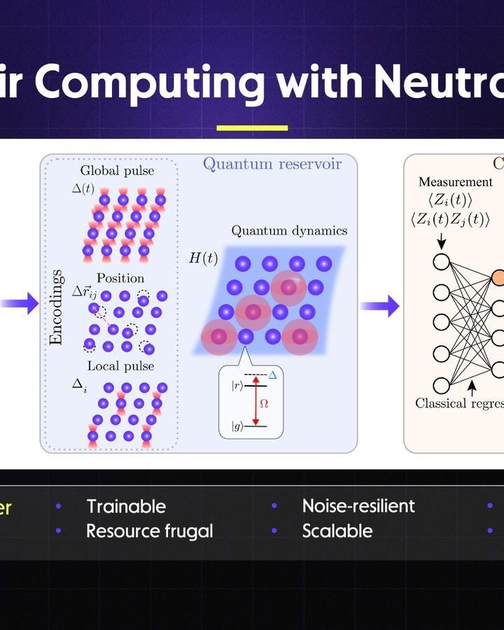 Large-scale quantum reservoir learning with an analog quantum computer