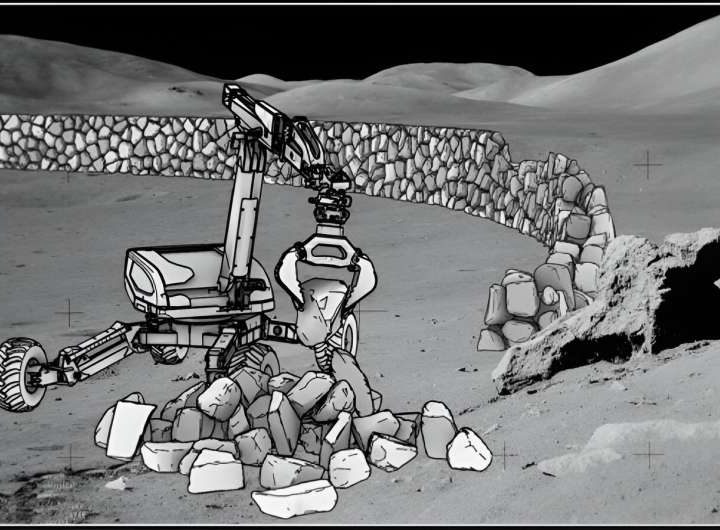 Lunar infrastructure could be protected by autonomously building a rock wall