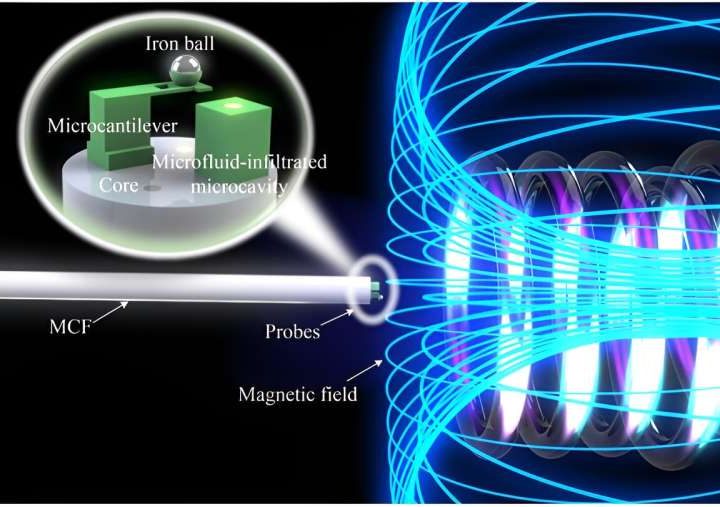 Ultracompact fiber-tip sensor achieves high sensitivity in magnetic field and temperature measurements