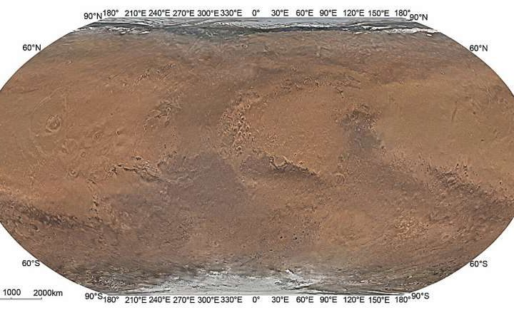 Research team releases a 76 m-per-pixel global color image dataset and map of Mars