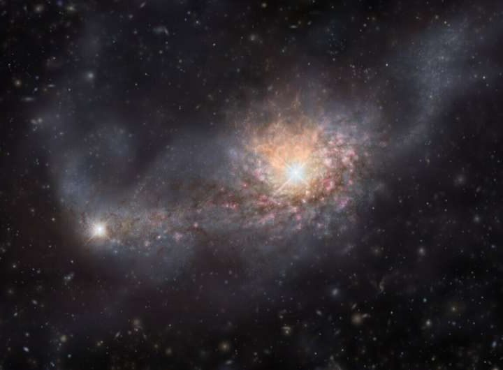 Astronomers spot merging galaxies from 12.8 billion years ago