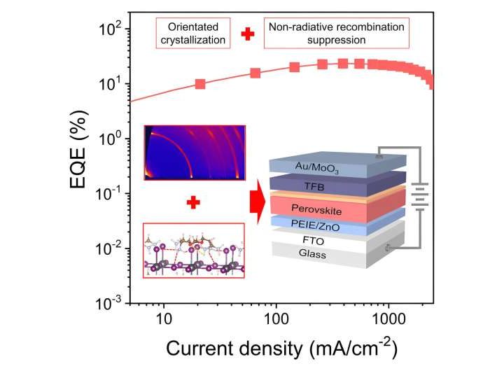 Ultra-stable, record high brightness perovskite LEDs with promising applications